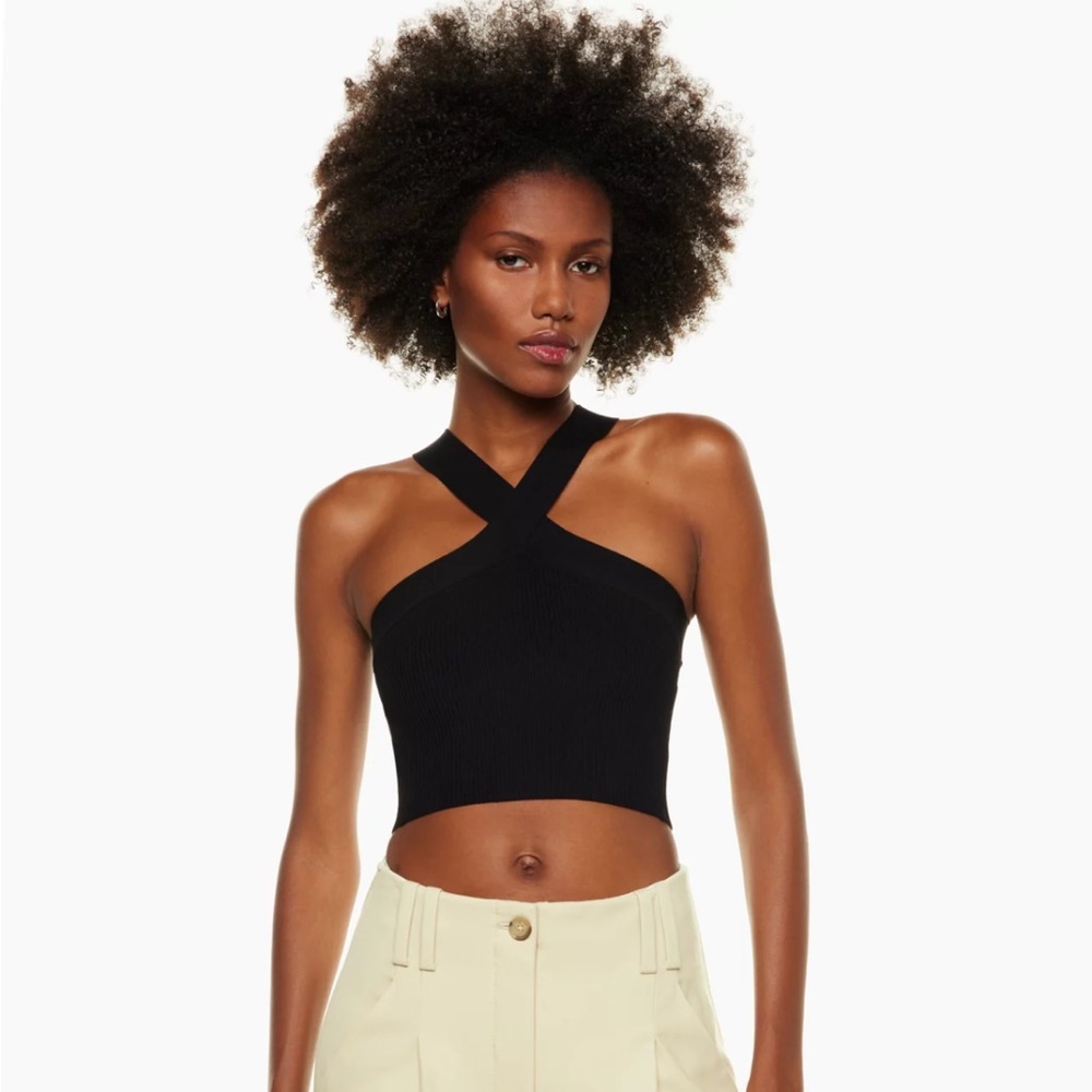 Aritzia Babaton Sculpt Knit Criss Cross Cropped Tank